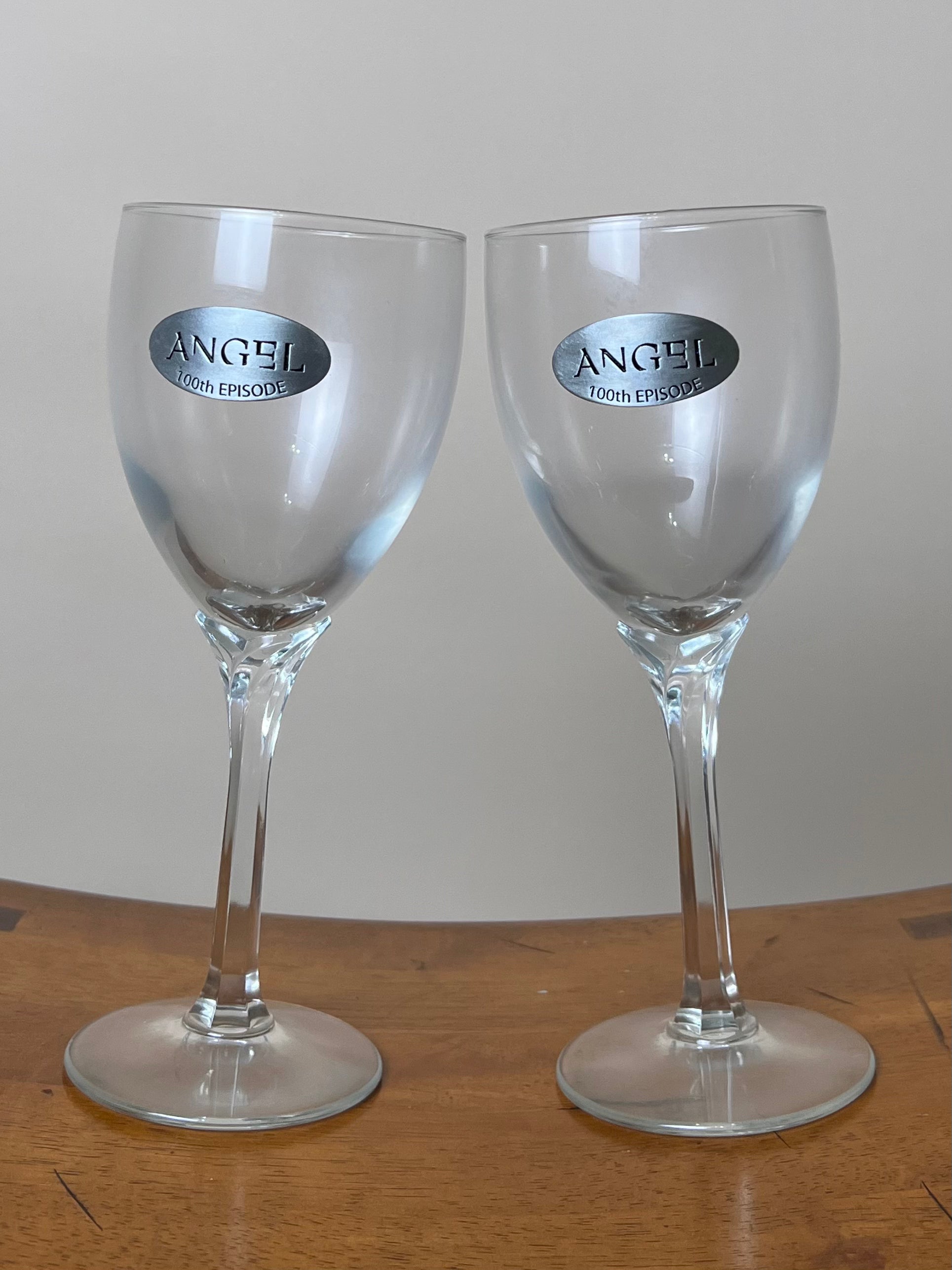 Angel 100th Episode Commemorative Wine Glasses (Set of Two) — Previously Owned by Alexis Denisof