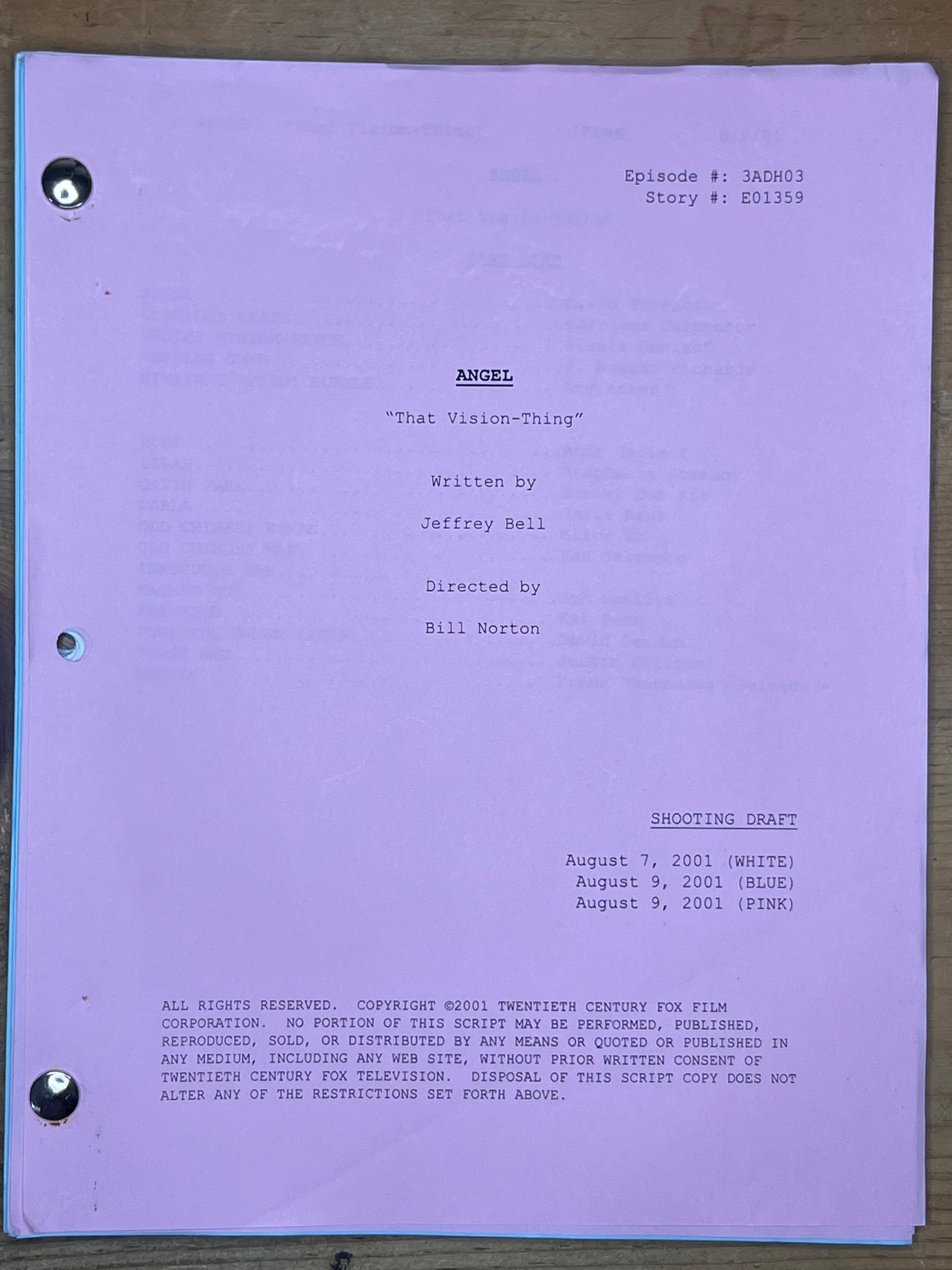 Angel Shooting Script — "That Vision-Thing"
