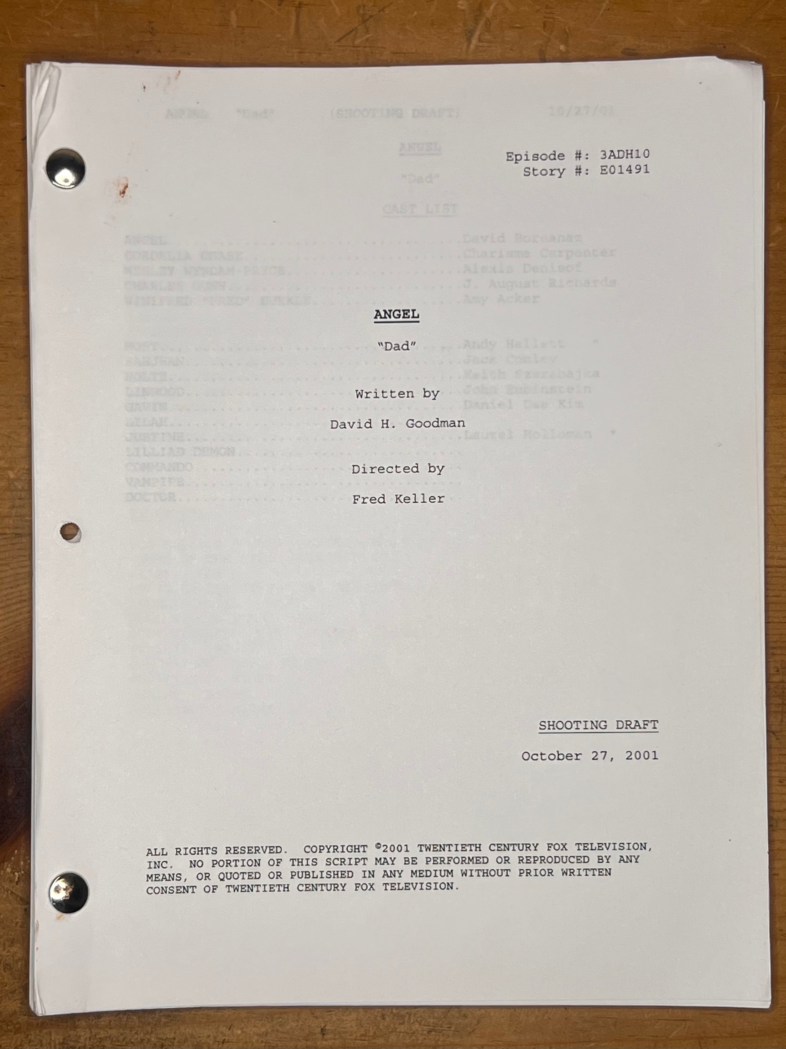 Angel Shooting Script — "Dad"